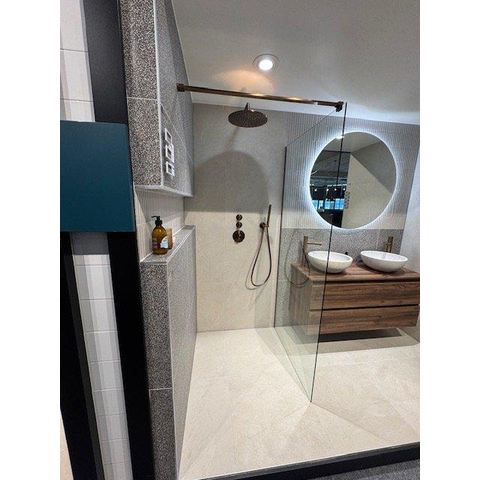 BRAUER Season Inloopdouche set 1 helder glas 90x200 met muurprofiel en lijst rondom koper geborsteld *SHOWROOMMODEL* SHOW24814