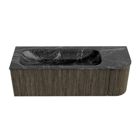 Mondiaz KURVE-DLUX Badkamermeubelset - 135x46x40cm - 1 lade - 1 deur - wastafel solid surface - links - zonder kraangat - Shadow SW1414656