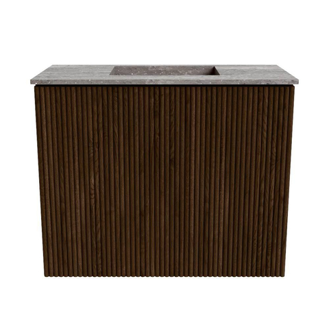 Mondiaz JOYA-DLUX Meuble de toilette 50cm - couleur Walnut - Vasque FAYE position Milieu Sans trou de robinet couleur Oza SW1424552