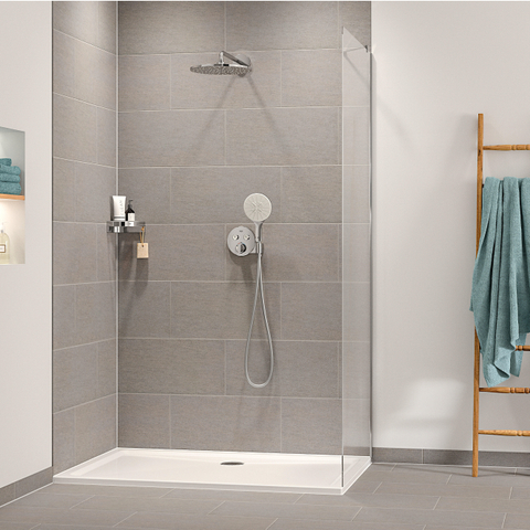 Grohe Precision SmartControl ensemble de douche pluie encastré – thermostatique – douche de tête ronde Ø 31 cm – bras mural courbé – chrome SW1120182