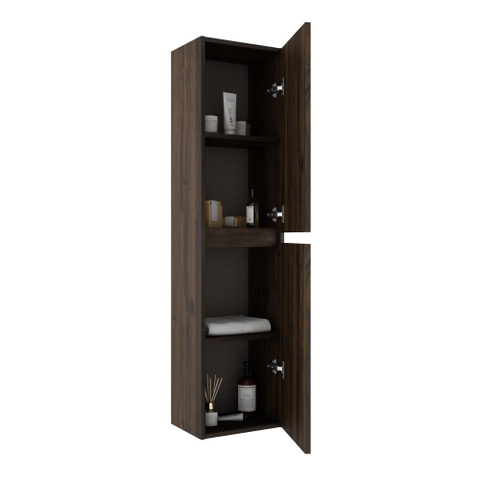 Adema Chaci Hoge Kast - 140x35x27cm - 2 deuren - noten OUTLETSTORE STORE42358