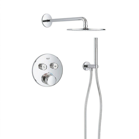Grohe - Adema Rise regendoucheset – 25 cm hoofddouche – 38 cm gebogen wandarm – zonder handdouche – chroom SW1248545