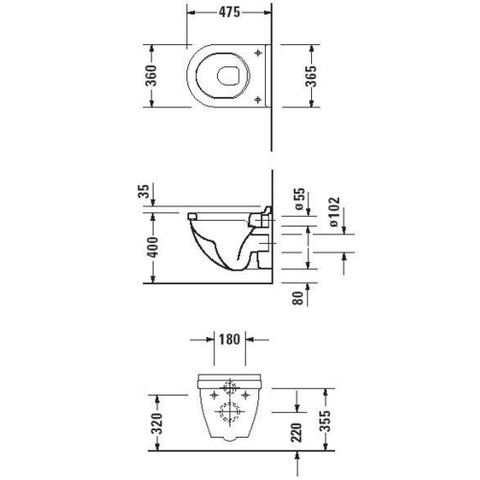 Duravit Philippe Starck 3 Compact Set réservoir encastrable avec siège softclose et plaque de commande Blanc SW2997