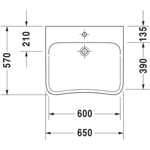 Duravit Durastyle Wastafel - 65x57cm - met 1 kraangat - zonder overloop - wit SW54103