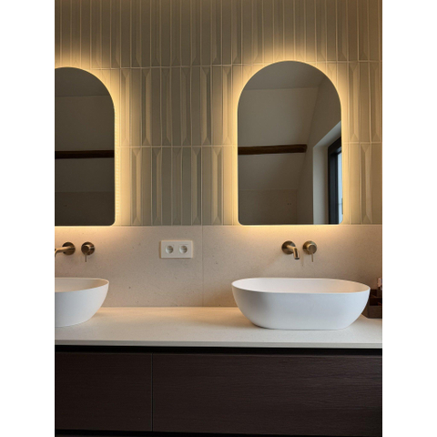 Saniclass Curve spiegel – toog – 50x80 cm – indirecte LED rondom – spiegelverwarming, instelbare lichtkleur SW1152323