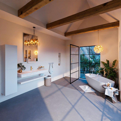 Mondiaz ALAN-DLUX Ensemble de meuble - 130cm - meuble Ostra mat - 0 tiroirs - Lavabo Cloud Ostra suspendu - vasque Centre - 1 trou de robinet SW809345