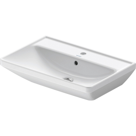 Duravit D-neo Wastafel - met waskom midden - met kraangat - met overloop - 65x44cm - met wondergliss - wit SW640532