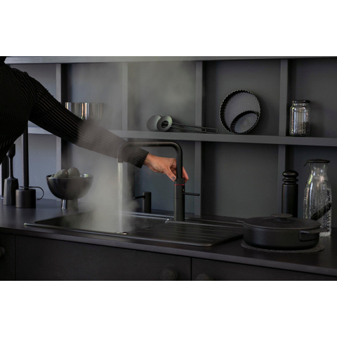 Quooker Fusion Square kokendwaterkraan - draaibare uitloop - Combi reservoir - Warm / kokend water - Zwart SW99174