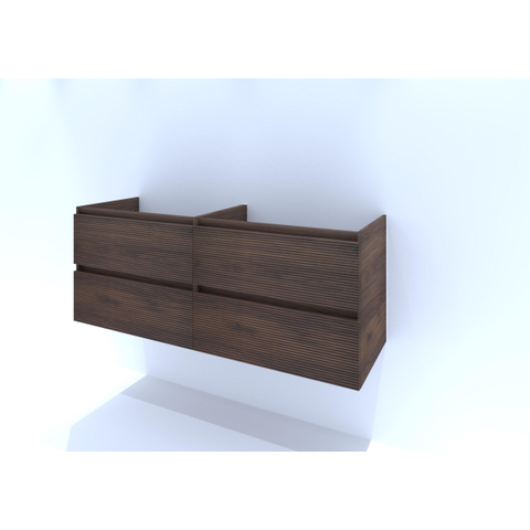 H&R Badmeubelen Infinity wastafelkast met 3D-front - 4 laden - greeploos met greeplijst in kleur meubel - 140 x 55 x 45 cm - dark oak SW911100