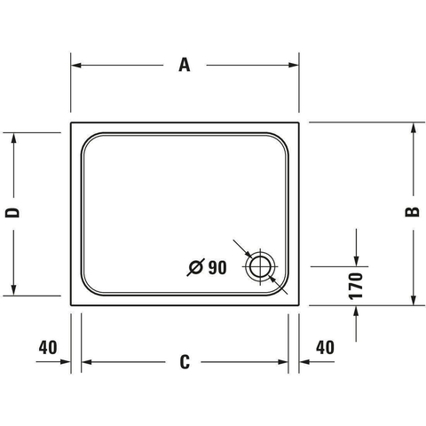 Duravit D-code Douchebak - 100x90x8.5cm - glans wit 0295841