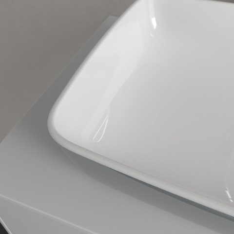 Villeroy & Boch Artis opzetwastafel rechthoekig - 58x38x12.5cm - zonder kraangat - zonder overloop - French Linen (glans grijs) SW68846