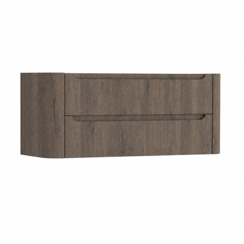 H&R Badmeubelen Juice Meuble sous vasque - 120x45x50cm - angles arrondis - 2 tiroirs - poignée intégrée - Tucson oak SW1489809