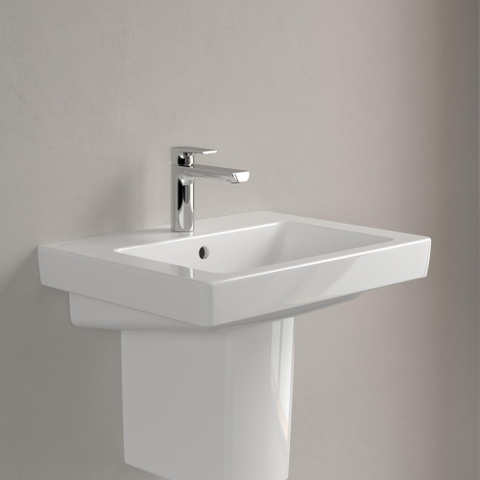 Villeroy & Boch Subway 2.0 wastafel - 55x47cm - 1 kraangat - met overloop - White Alpine (glans wit) 1024088