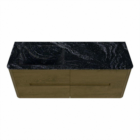 Mondiaz CIRO-DLUX Ensemble de meubles de salle de bains - 130x45x50cm - Vasque solid surface Lava - 1 lavabo à gauche - 1 trou de robinet - 4 tiroirs - Dusk SW1532954