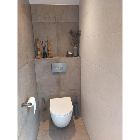 QeramiQ Push Metal Bedieningsplaat - voor Geberit UP320 inbouwreservoir - dualflush - ronde knoppen - metaal gunmetal OUTLETSTORE STORE43727