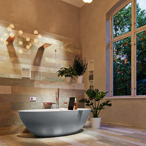MONDIAZ ROCK Baignoire îlot - 170x70cm - couleur Plata / Talc SW1015106