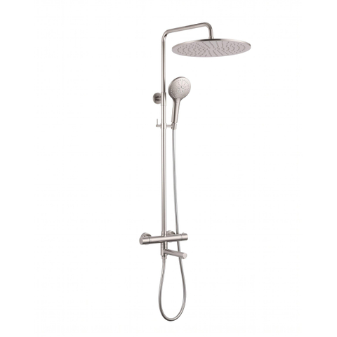 FugaFlow Eccelente Sobrado Regendoucheset - thermostatisch - 30cm hoofddouche - gladde slang - ronde handdouche - draaibare baduitloop - Geborsteld RVS PVD SW1592787