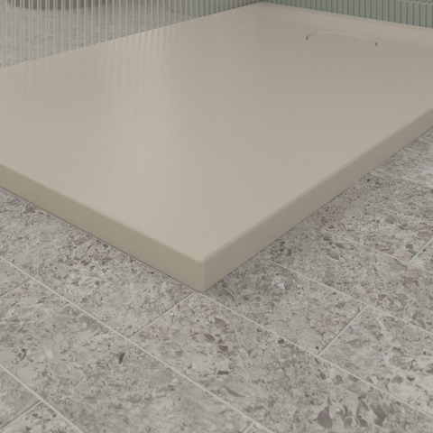 Villeroy & Boch Ecora douchebak - 120x80x3.5cm - afvoer korte zijde - almond (beige) SW1558895
