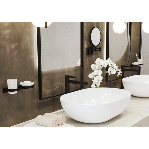 Hansgrohe AddStoris Q glashouder - met glas - mat zwart SW651218