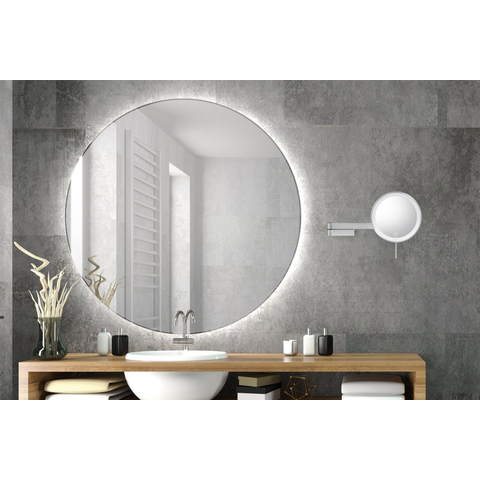 Zack Linea make-upspiegel – rond – 38x26,3 cm – LED-verlichting – 5x vergrotend, dimbaar – RVS geborsteld SW1159374