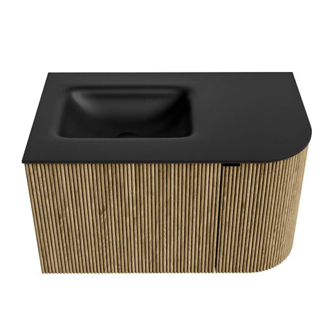Mondiaz KURVE Ensemble meuble de salle de bain - 75x46x40cm - 1 tiroir - 1 porte - vasque solid surface - gauche - 1 trou de robinet - Dusk SW1415086