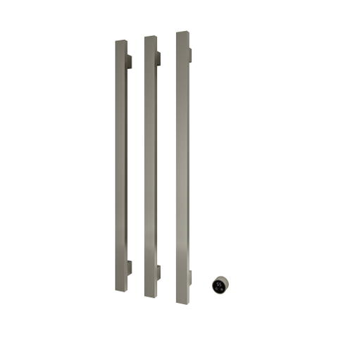 Hotbath &MORE Handdoekradiator - 57x115cm - vierkant - 3 stangen - verticaal - met schakelaar - geborsteld nikkel (RVS) SW1245844