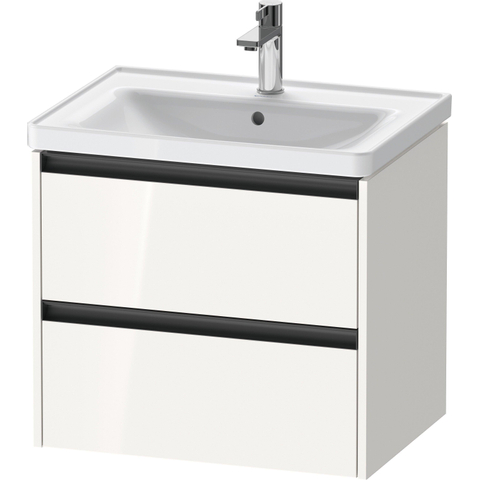 Duravit Ketho.2 Wastafelonderbouwkast - met 2 laden - 63.4x45.5x54.9cm - met grepen antraciet - hoogglans wit SW772028