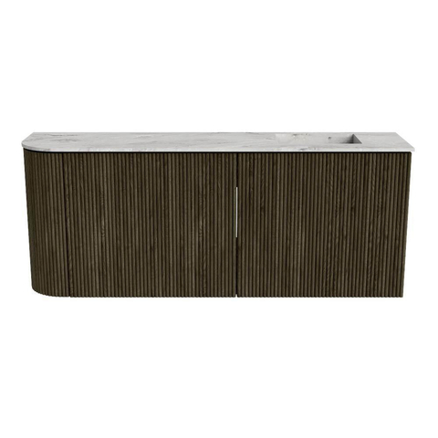 Mondiaz JOYA-DLUX Meuble de salle de bains 101,6cm - arrondi gauche couleur Shadow - Vasque FAYE position Droite 1 trou de robinet couleur Glace SW1422787