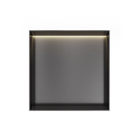 Hotbath &MORE Inbouwbox of inbouwnis - 30x30x10 - frameless + LED - PVD - geborsteld gunmetal (antraciet) SW1246565