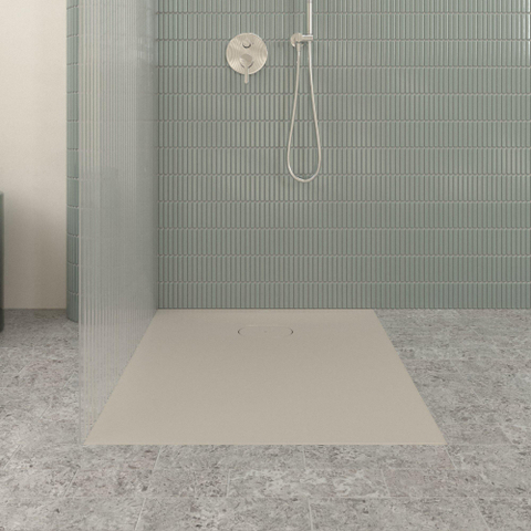Villeroy & Boch Ecora douchebak - 100x80x3.5cm - afvoer korte zijde - almond (beige) SW1558917