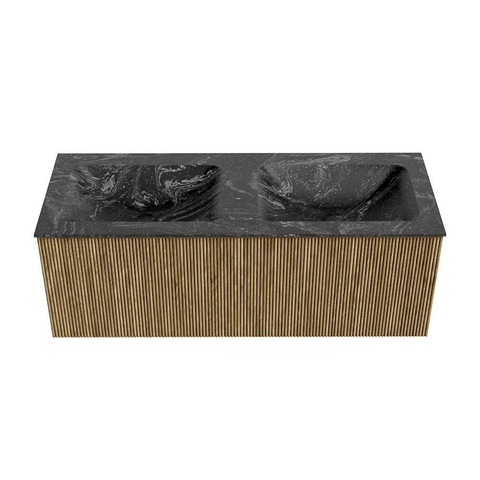 Mondiaz KURVE-DLUX Badkamermeubelset - 120x46x40cm - 1 lade - wastafel solid surface - dubbel - zonder kraangat - Dusk SW1415532