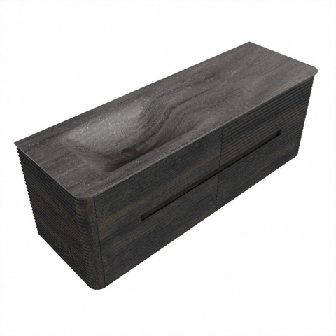 Mondiaz CIRO-DLUX Badkamermeubelset - 140x45x50cm - Solid surface wastafel Oza - 1 wasbak Links - zonder kraangaten - 4 lades - Shadow SW1532642