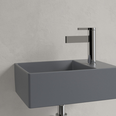 Villeroy & Boch memento 2.0 fontein - 40x26cm - 1 kraangat - zonder overloop CeramicPlus - Graphite (mat grijs) SW354340