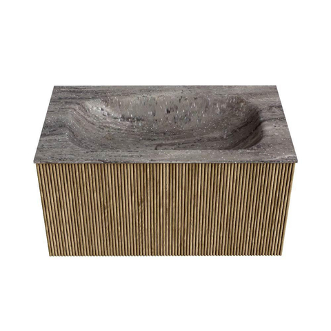 MONDIAZ KURVE-DLUX 80cm badmeubel kleur Dusk met 1 lade en 0 deuren. Wastafel BIG SMALL Midden zonder kraangat Oza. SW1432969