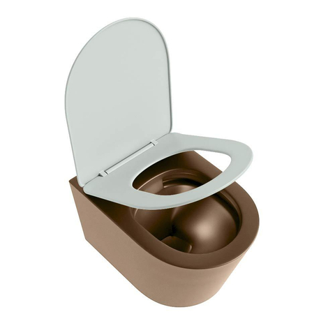 Mondiaz LAVIE WC suspendu – sans bride – 36 x 53 cm – avec abattant softclose – Rust (brun), abattant Greey (vert clair/gris) SW1208626