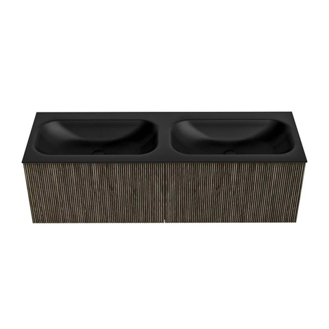 Mondiaz KURVE Badkamermeubelset - 140x46x40cm - 2 lade - wastafel solid surface - dubbel - 2 kraangaten - Shadow SW1414295