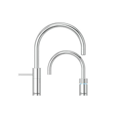 Quooker Nordic Round Twintaps - draaibare uitloop - Combi incl. Cube reservoir - Warm / kokend / bruisend / gefilterd water - Chroom SW299750