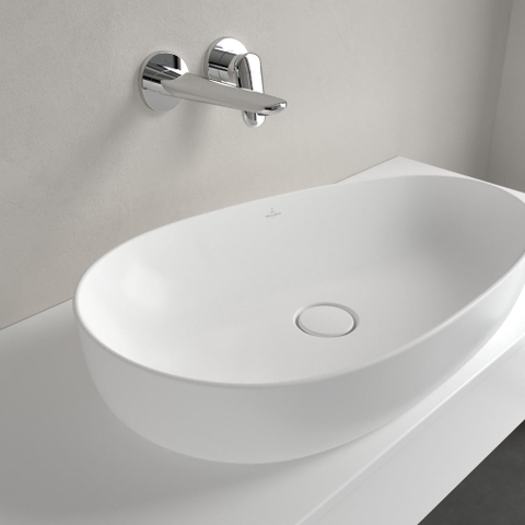 Villeroy & Boch Antao Waskom - 65x40x14.6cm asymmetrisch - zonder overloop - Stone White (mat wit) SW917843