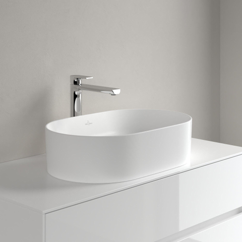Villeroy & Boch Collaro vasque à poser - ovale 56x36cm - sans trop-plein sans trou de robinet ceramic+ stone white SW336076