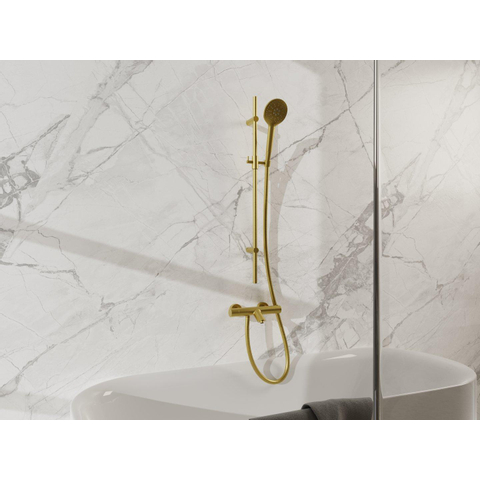 Fortifura Calvi Badkraan - met glijstangset - ronde handdouche - gladde doucheslang - PVD - geborsteld messing (goud) SW968344