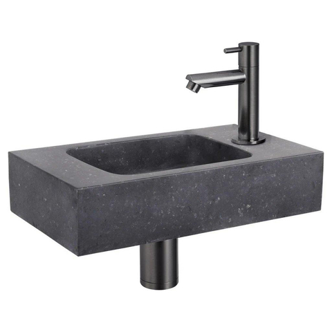 Fortifura Fuente kit lave-mains - 40x22x9cm - trou robinet droite - avec robinet gunmetal - noir SW1111554