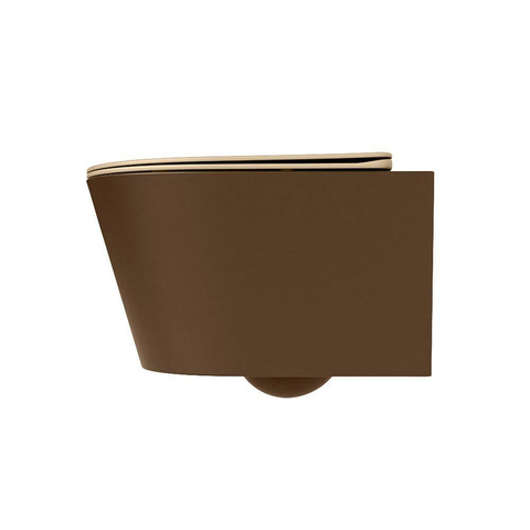 Mondiaz LAVIE WC suspendu – sans bride – 36 x 53 cm – avec abattant softclose – Rust (brun), abattant Sand (beige) SW1208775