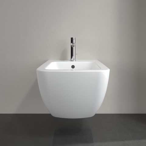 Villeroy & Boch venticello wandbidet - met 1 kraangat - 37.5x56cm - met overloop CeramicPlus - White Alpine (glans wit) 1025163