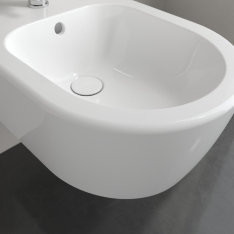 Villeroy & Boch Avento wandbidet - 1 kraangat - met overloop - met verdekte bevestiging - White Alpine (glans wit) SW106448