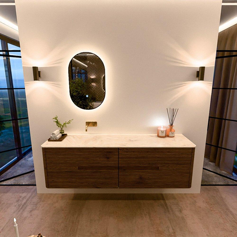 Mondiaz CIRO-DLUX Badkamermeubelset - 170x45x50cm - Solid surface wastafel Ostra - 1 wasbak Links - zonder kraangaten - 4 lades - Dusk SW1533447