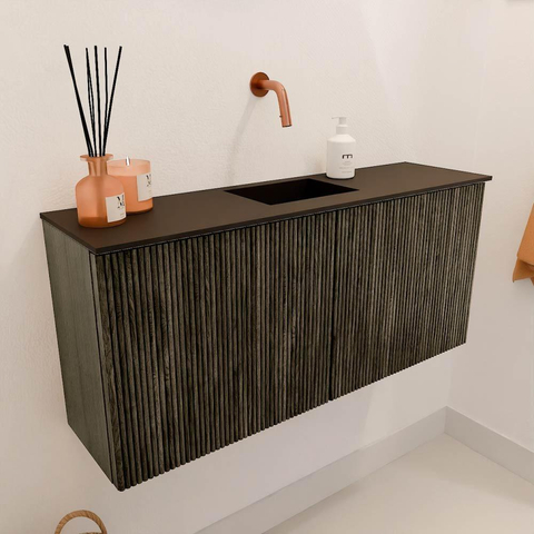 Mondiaz JOYA 90cm meuble de salle de bains - couleur Shadow - Vasque FAYE position Milieu Sans trou de robinet couleur Urban. SW1421506