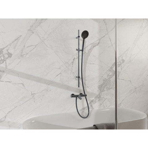 Fortifura Calvi Badkraan - met glijstangset - ronde handdouche - metalen doucheslang - PVD - geborsteld gunmetal (antraciet) SW997399