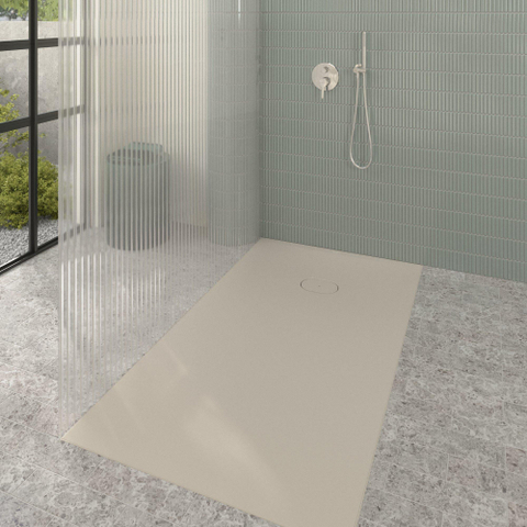 Villeroy & Boch Ecora douchebak - 160x90x4.5cm - afvoer korte zijde - almond (beige) SW1558919