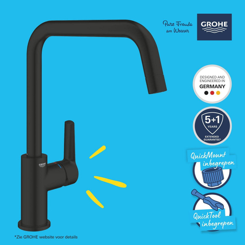 Grohe Start Keukenkraan - 1-gats - hoge draaibare uitloop - voorsprong 22.8cm - matte black (mat zwart) SW924678