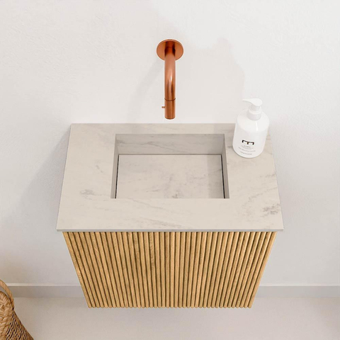 Mondiaz JOYA-DLUX Meuble de toilette 40cm - couleur Chêne - Vasque FAYE position Milieu Sans trou de robinet couleur Opalo. SW1422092